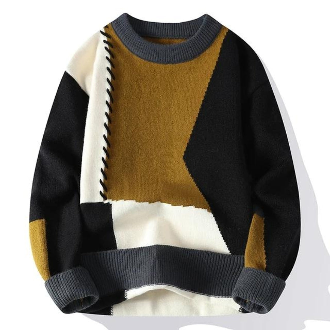 Otis - Patchwork Crew Neck Knit Sweater 5