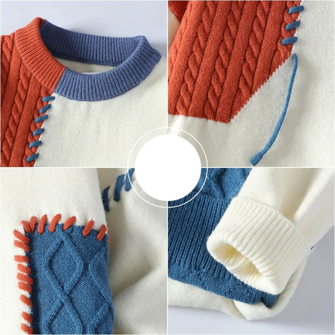 Otis - Patchwork Crew Neck Knit Sweater 7