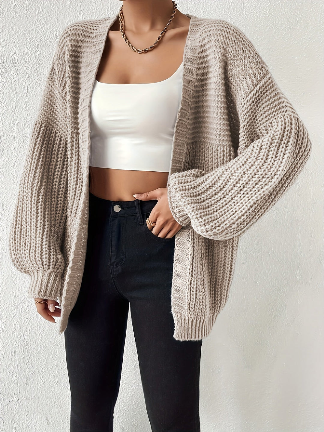 Otje | Women's Chunky Knit Cardigan Oversized Open Front 2