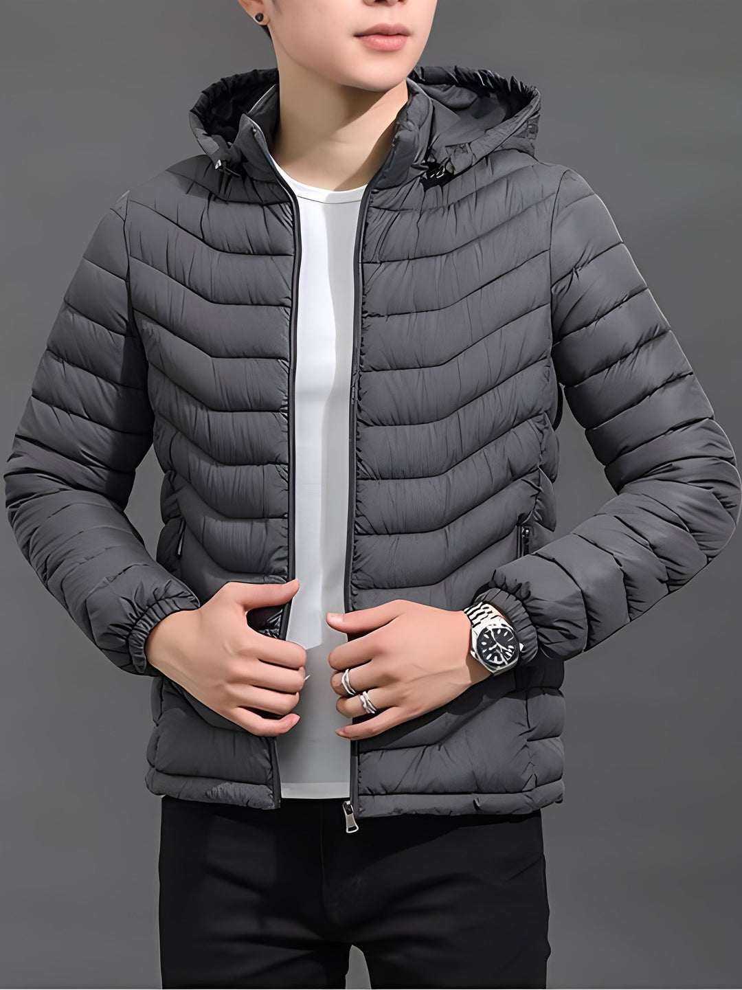 Owen | Men's Hooded Puffer Jacket Quilted Winter Down Insulated 8
