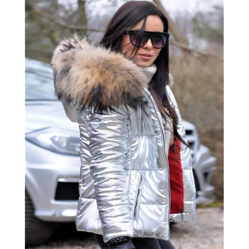 Paris - Glossy Fur Hood Winter Jacket 11