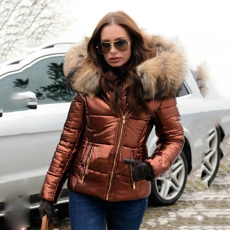Paris - Glossy Fur Hood Winter Jacket 8