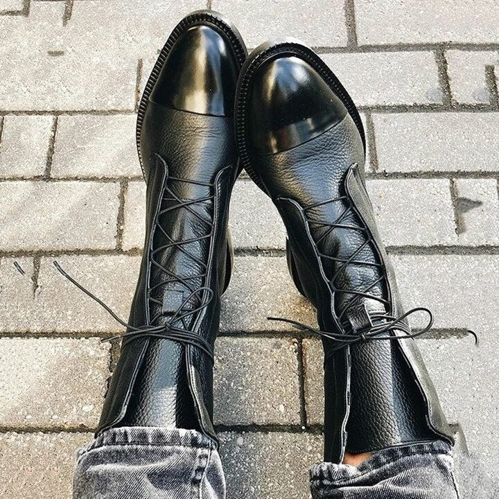 Pearl | Women's Orthopedic Lace Up Boots Block Heel Combat 1