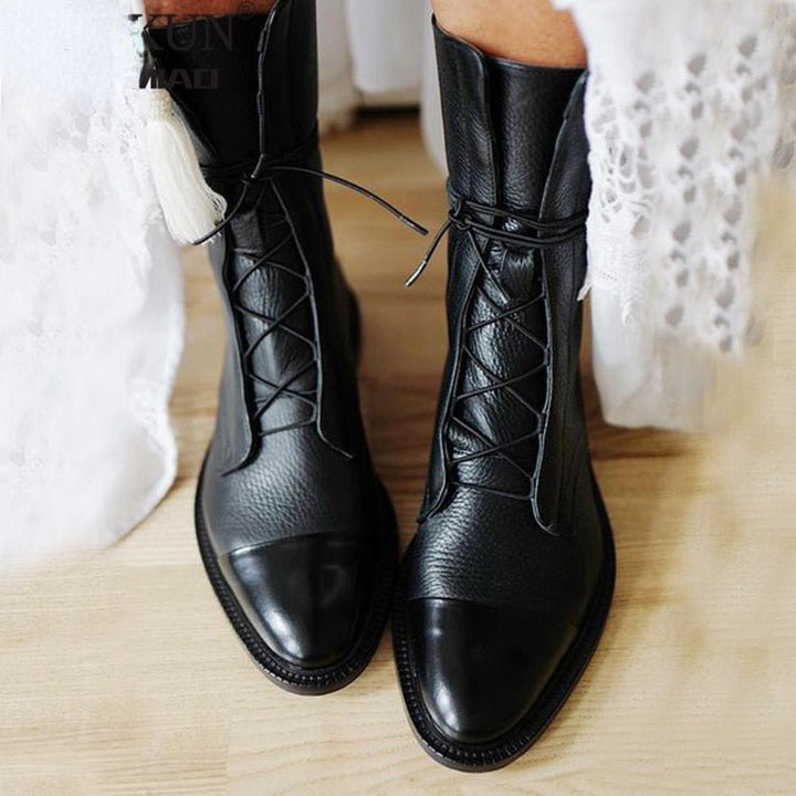 Pearl | Women's Orthopedic Lace Up Boots Block Heel Combat 2