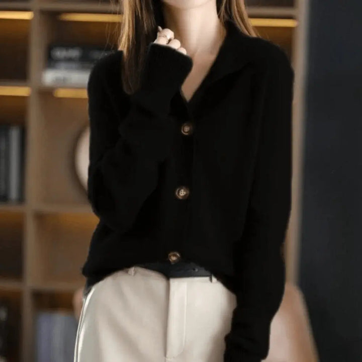 Pietje | Women's Cardigan Sweater Button Front Collared Soft 4