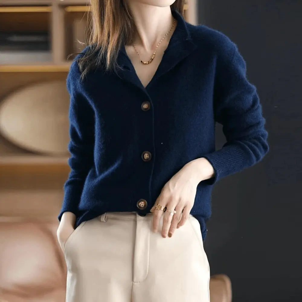 Pietje | Women's Cardigan Sweater Button Front Collared Soft 5