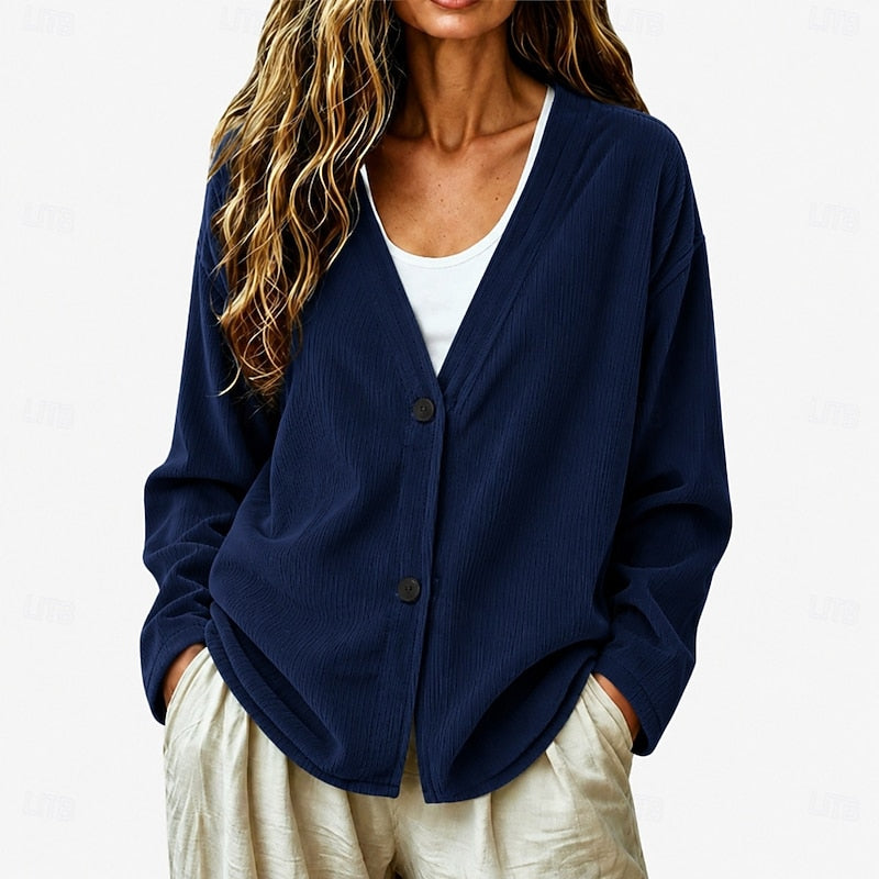 Pleun | Women's Lightweight V Neck Button Up Cardigan 2