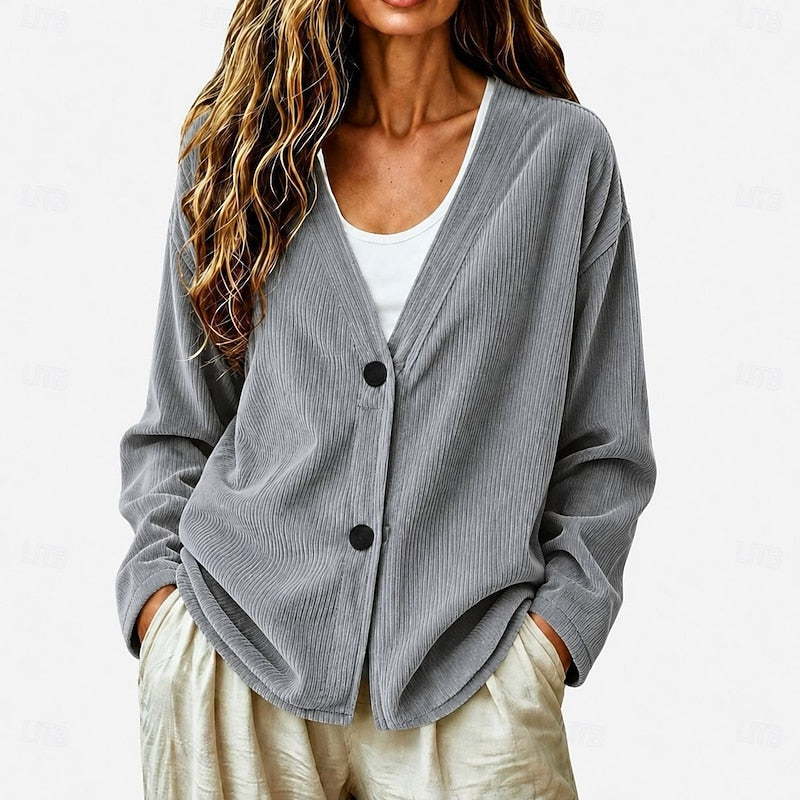 Pleun | Women's Lightweight V Neck Button Up Cardigan 3