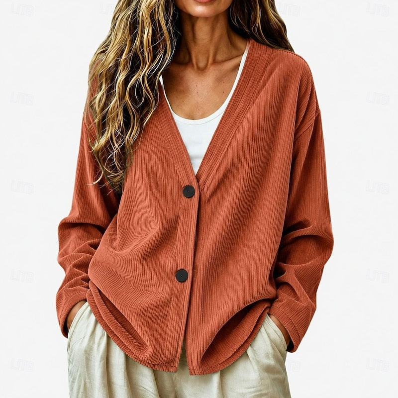 Pleun | Women's Lightweight V Neck Button Up Cardigan