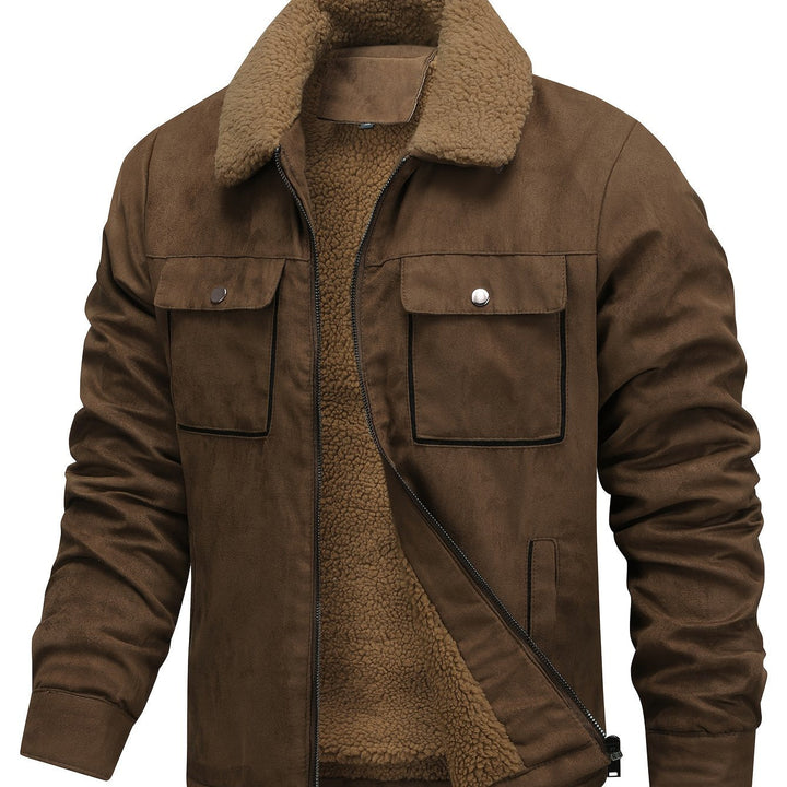 Men's Sherpa Lined Trucker Jacket – Brown