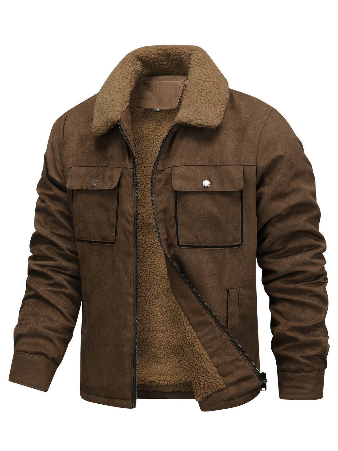 Men's Sherpa Lined Trucker Jacket – Detail View