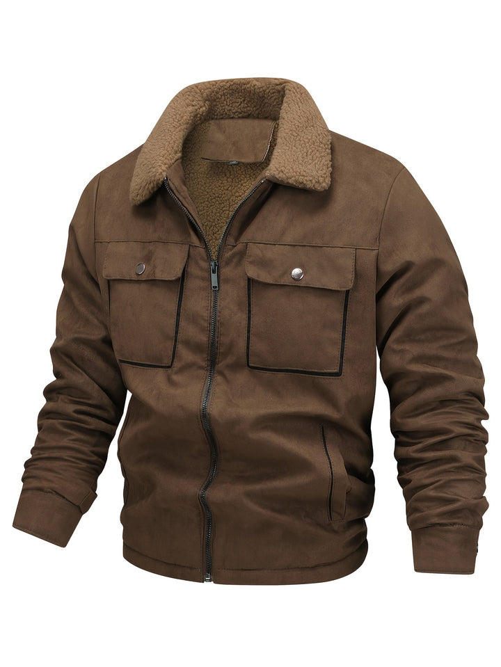 Men's Sherpa Lined Trucker Jacket – Detail View