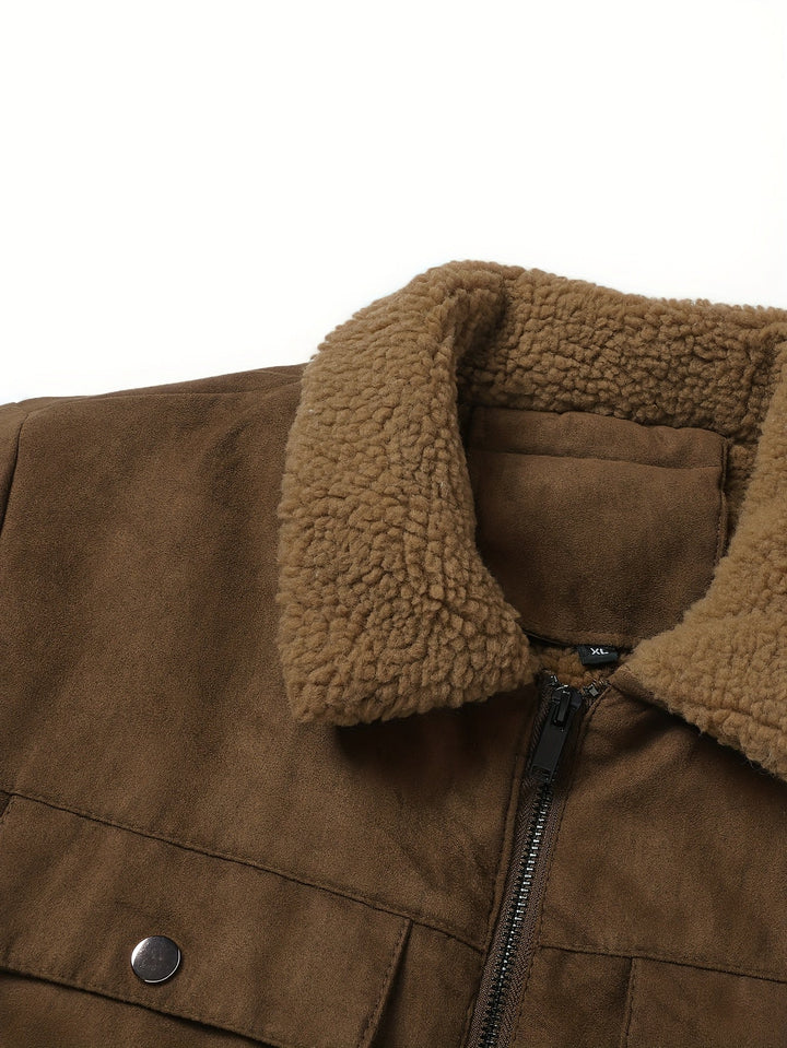 Men's Sherpa Lined Trucker Jacket – Detail View