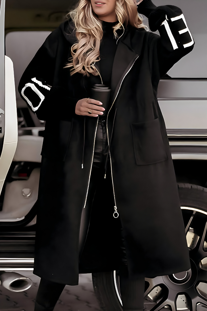 Renske | Women's Long Coat Hooded Knit Sleeve Winter 2