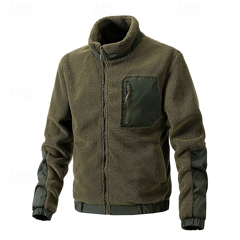 Men's Sherpa Fleece Full Zip Jacket – Olive
