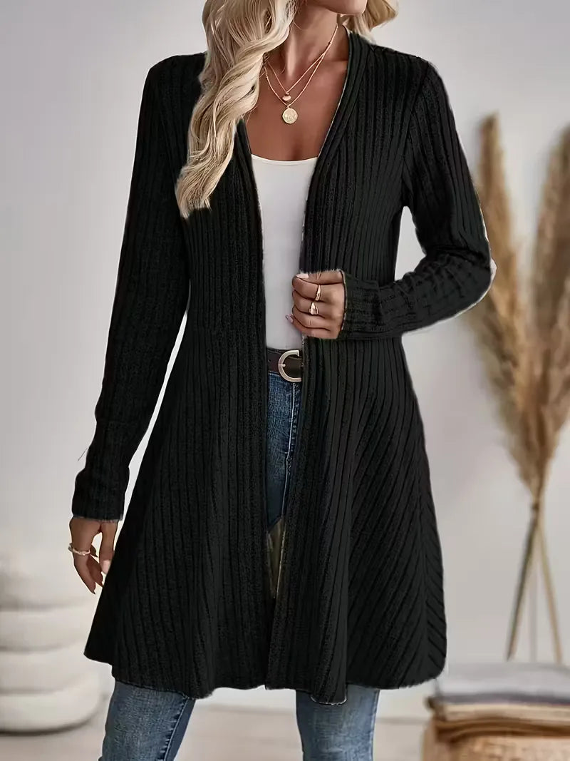 Romy - Longline Ribbed Women's Cardigan 1