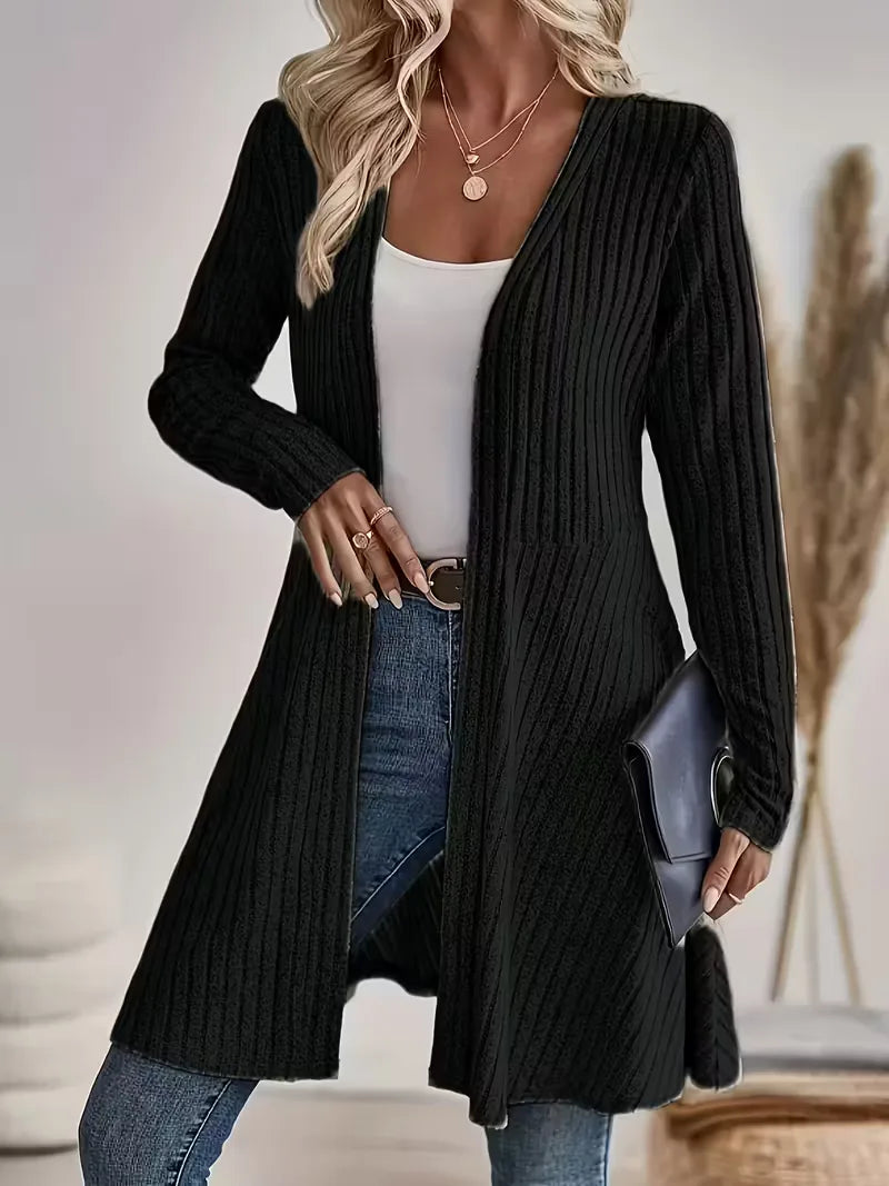 Romy - Longline Ribbed Women's Cardigan 11