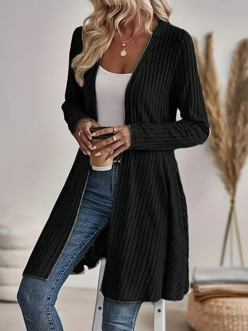 Romy - Longline Ribbed Women's Cardigan 9