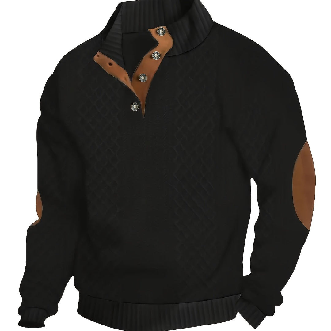 Ronan | Men's Henley Sweater Button Knit Pullover 3