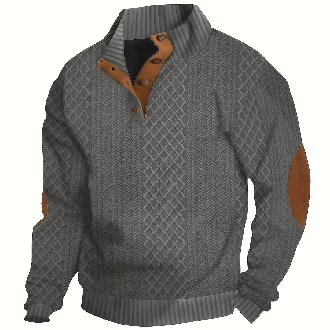 Ronan | Men's Henley Sweater Button Knit Pullover 4