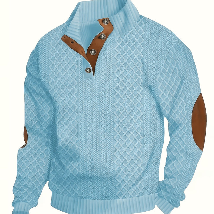 Ronan | Men's Henley Sweater Button Knit Pullover 6