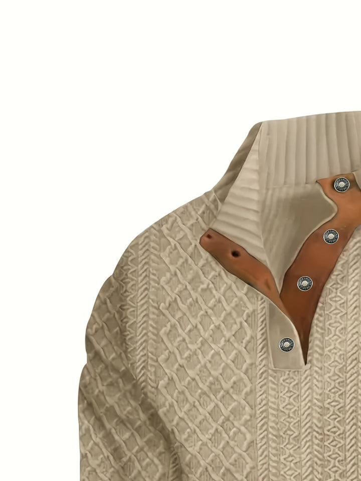 Ronan | Men's Henley Sweater Button Knit Pullover 9