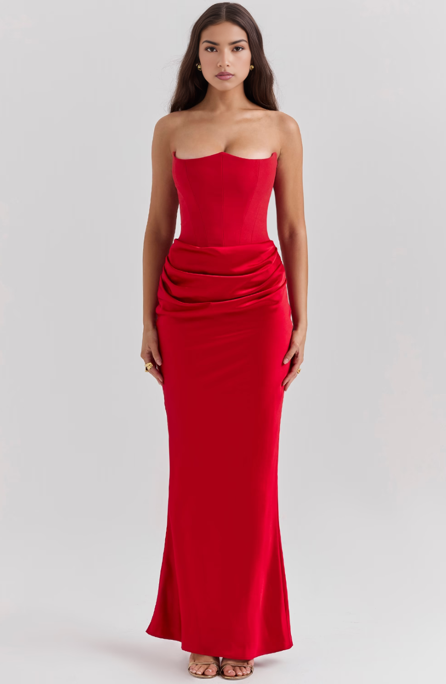 Rosabel - Satin Strapless Midi Dress 4