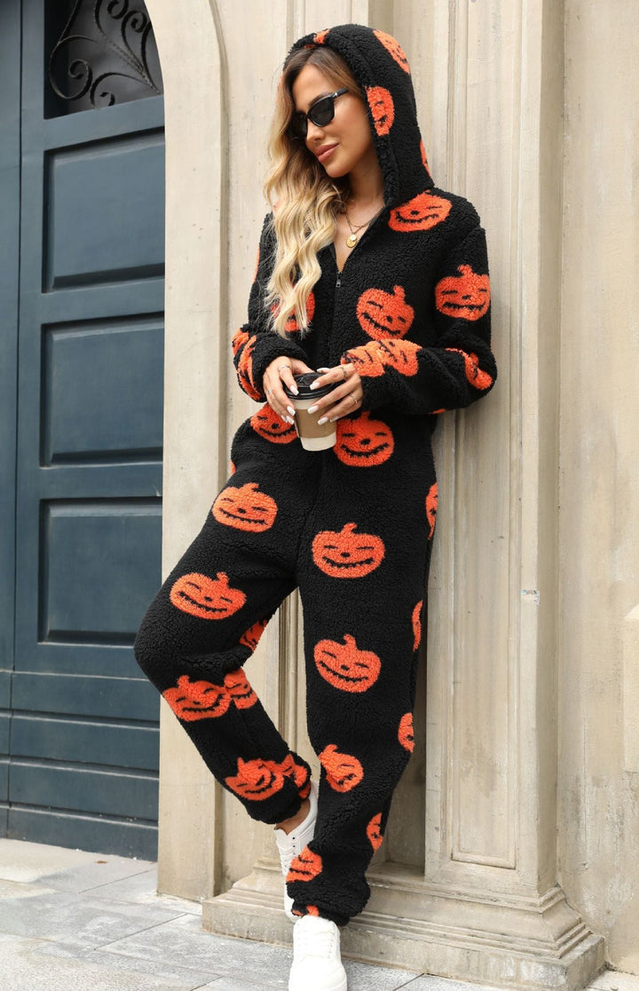 Rosalie - Hooded Fleece Halloween Jumpsuit 1