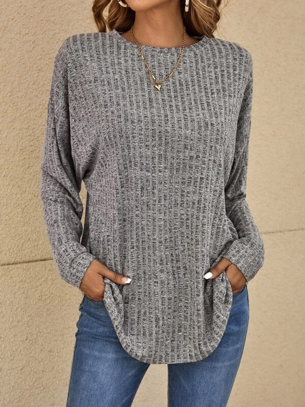 Rosalie | Women's Long Sleeve Ribbed Knit Tunic Top 4