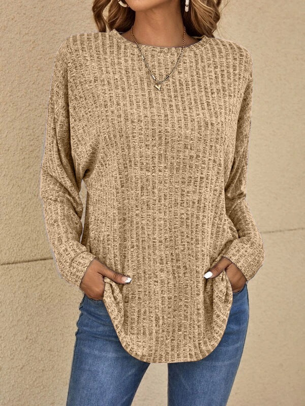 Rosalie | Women's Long Sleeve Ribbed Knit Tunic Top 5