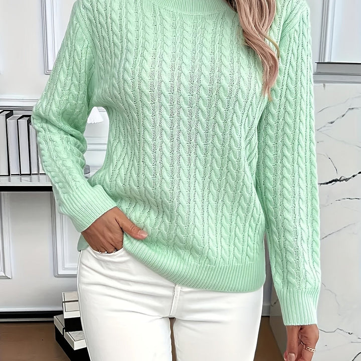 Rosalind - Cable Knit Round Neck Sweater 1