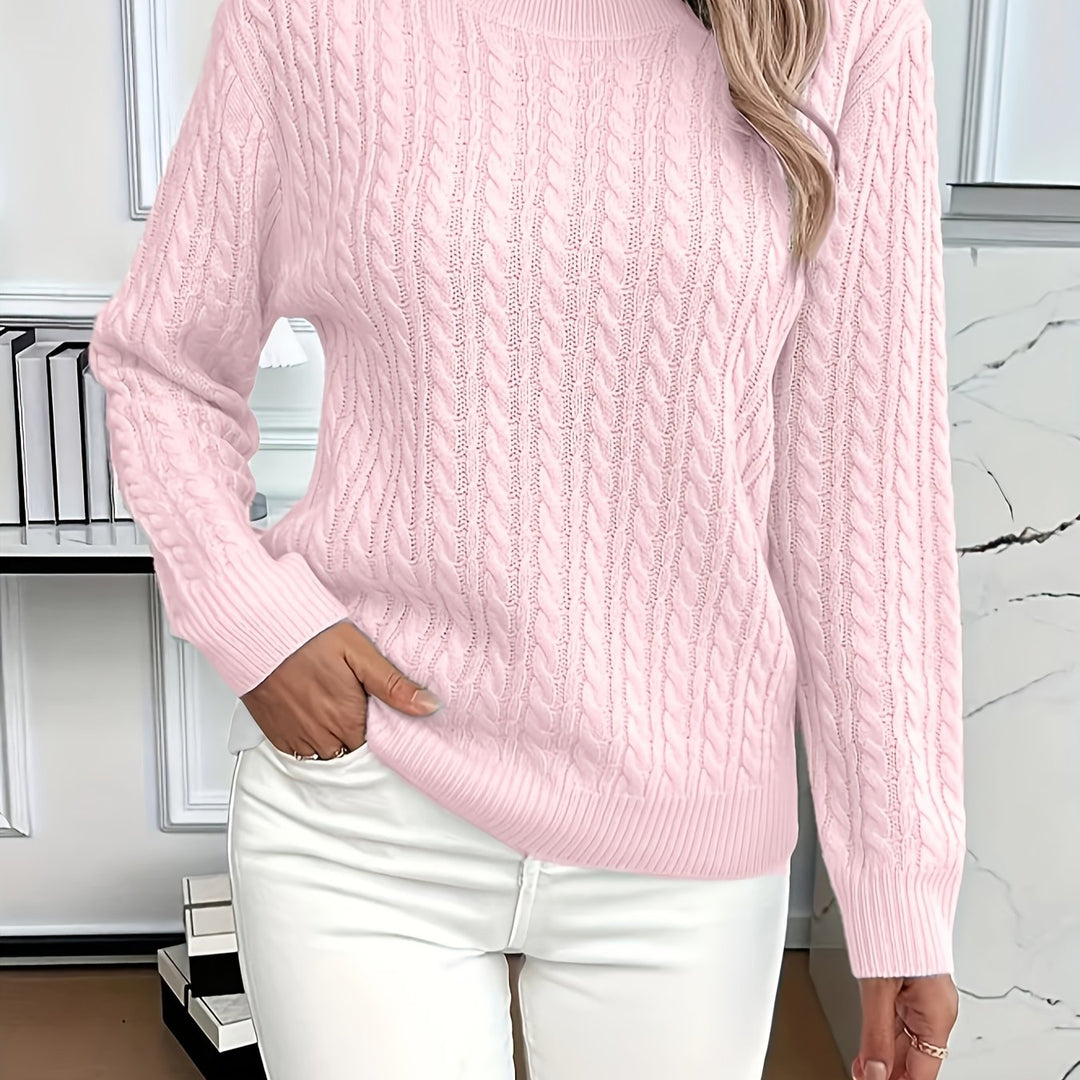 Rosalind - Cable Knit Round Neck Sweater 4