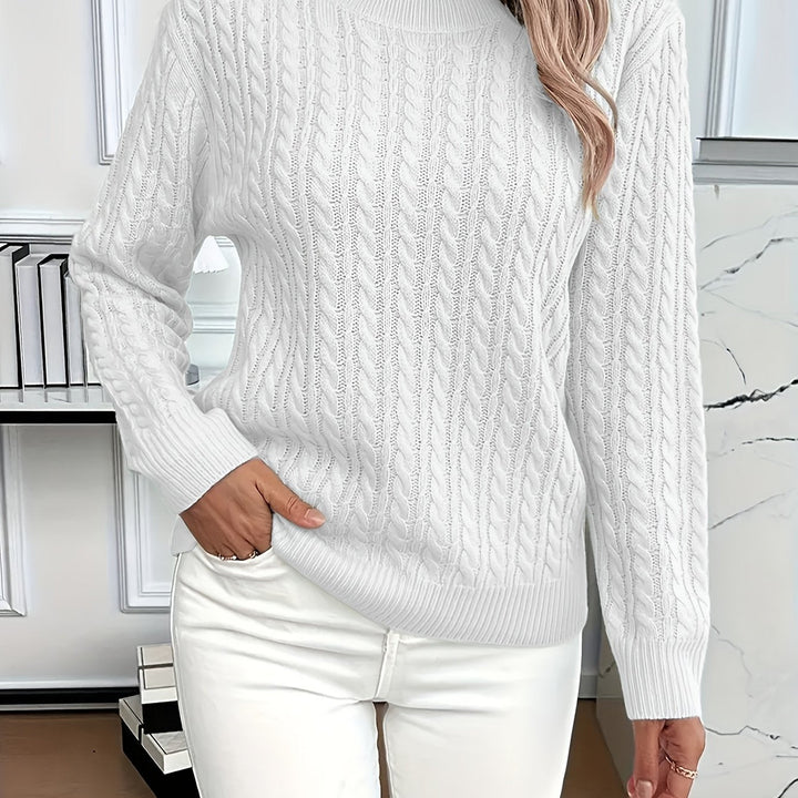 Rosalind - Cable Knit Round Neck Sweater 7