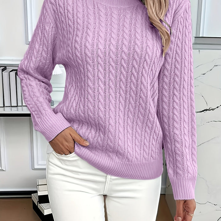 Rosalind - Cable Knit Round Neck Sweater 8