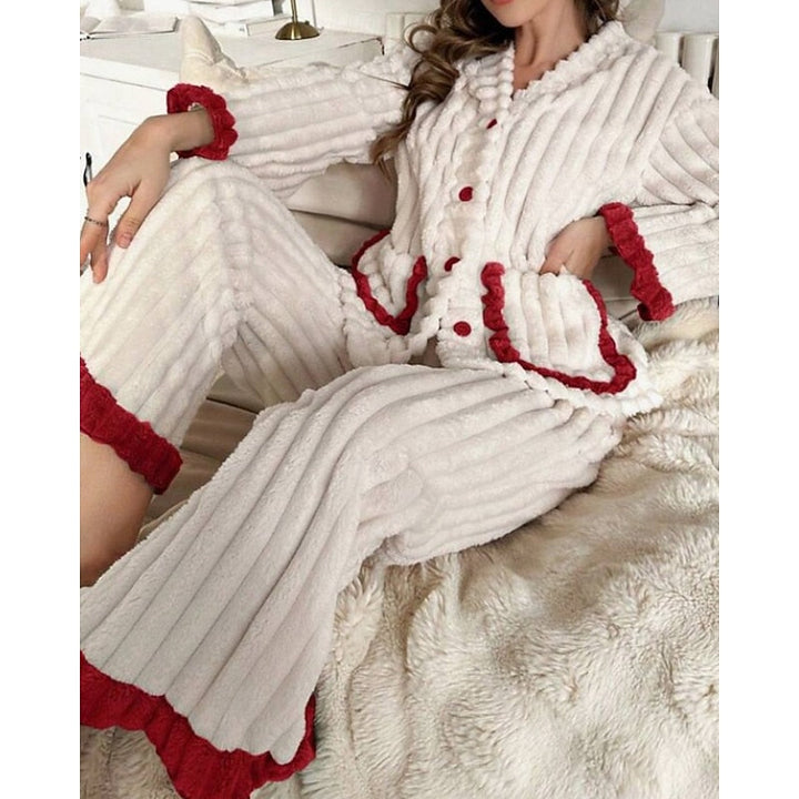 Rosanne | Women's Pajama Set Ruffle Trim Cotton 12