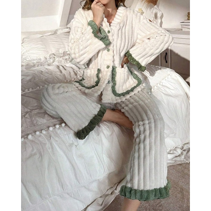 Rosanne | Women's Pajama Set Ruffle Trim Cotton 2
