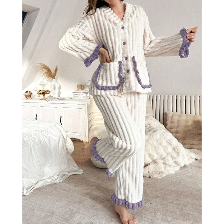 Rosanne | Women's Pajama Set Ruffle Trim Cotton 6