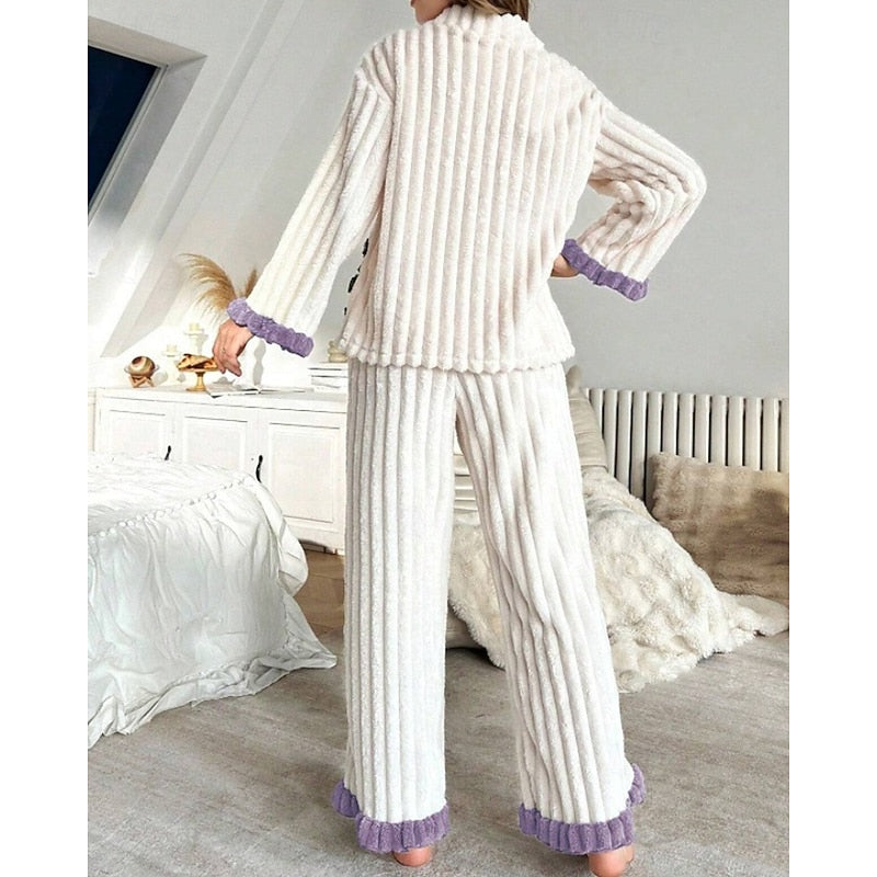 Rosanne | Women's Pajama Set Ruffle Trim Cotton 8