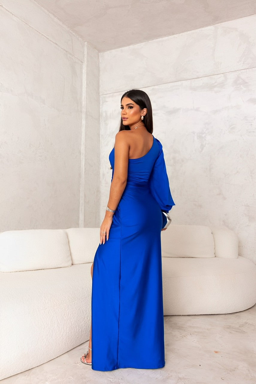 Sage - Satin One-Shoulder Midi Dress 12