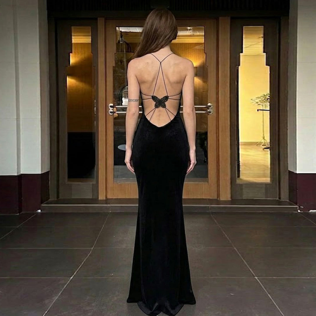 Selene - Black Backless Mermaid Gown Dress 4