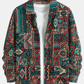 Siert | Men's Aztec Print Lapel Overshirt Jacket