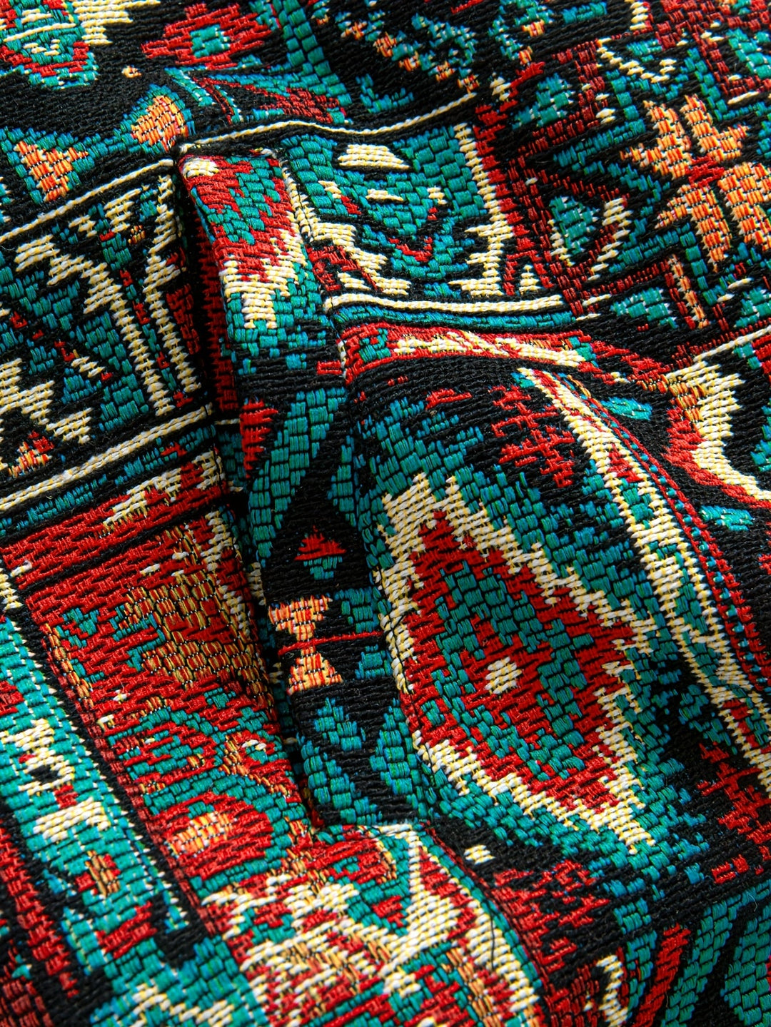 Men's Aztec Print Lapel Overshirt Jacket – Detail View