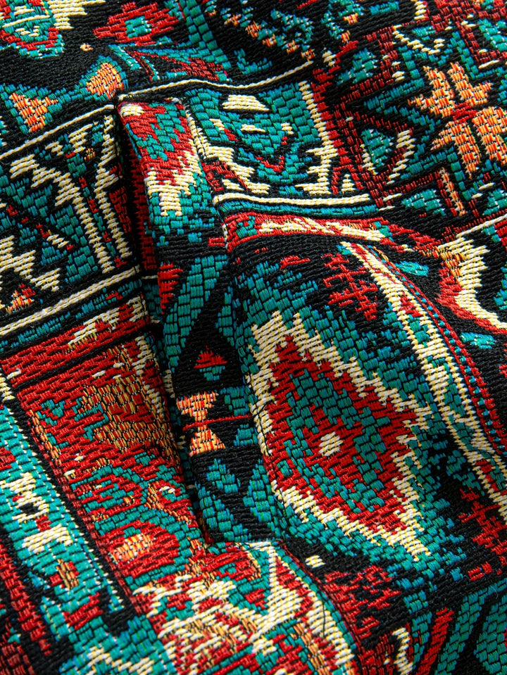 Men's Aztec Print Lapel Overshirt Jacket – Detail View