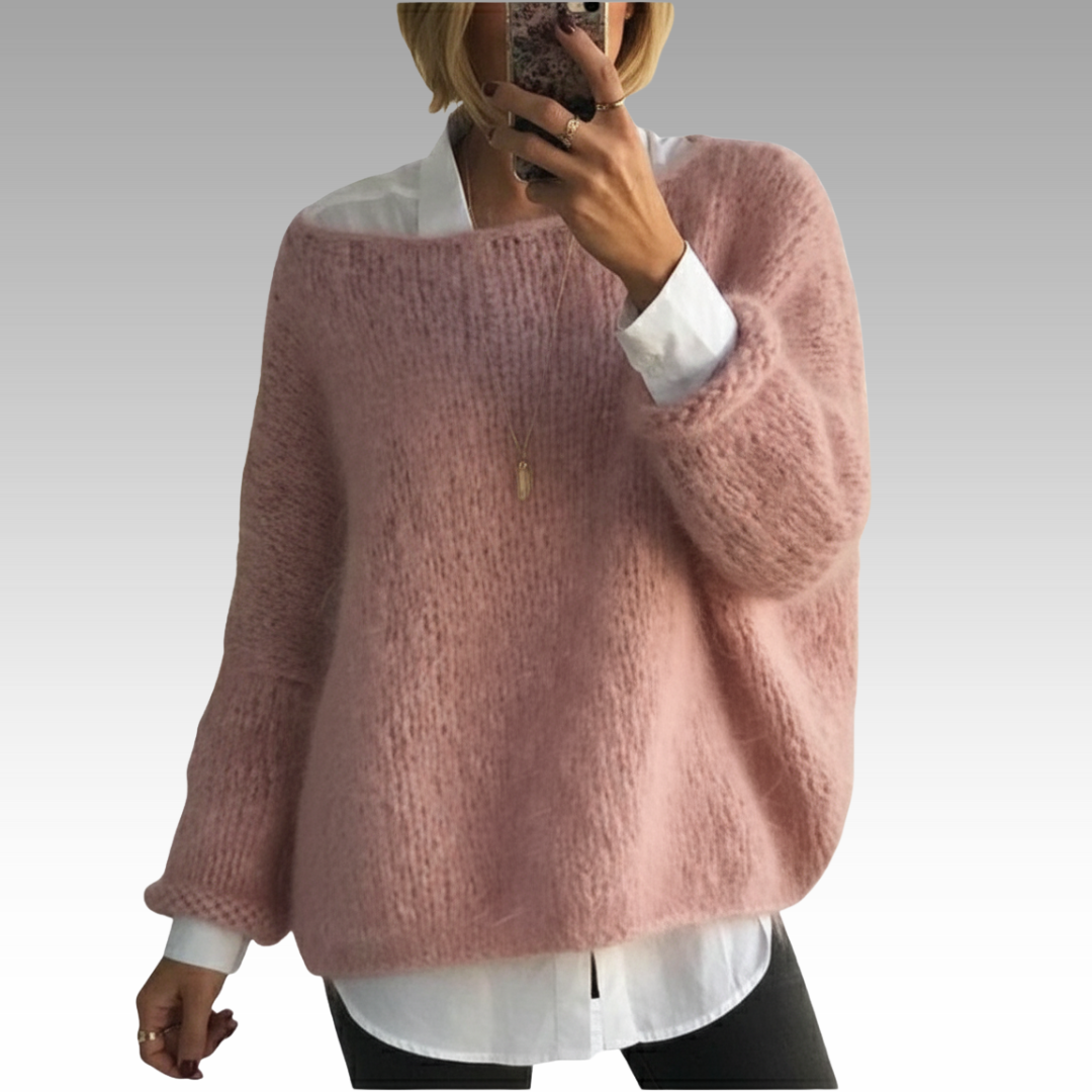 Sofia - Soft Fuzzy Boat Neck Sweater 1