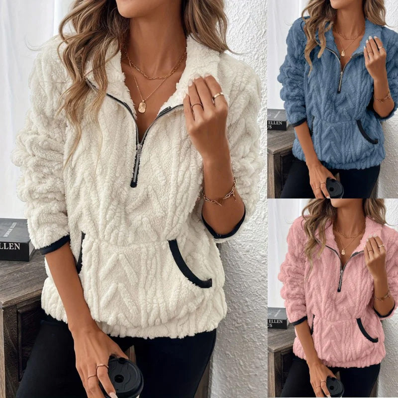 Half-Zip Sweatshirt with Fleece Pocket