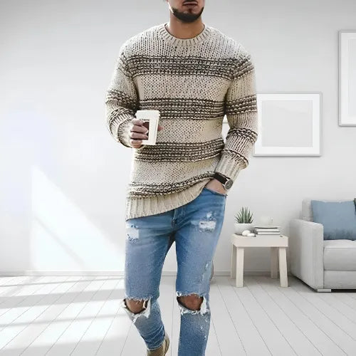 Sven | Men's Striped Sweater Crew Neck Knit 1