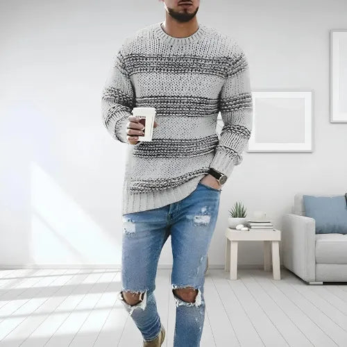 Sven | Men's Striped Sweater Crew Neck Knit 2