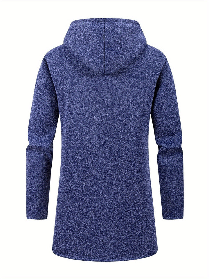 Men's Hooded Longline Knit Coat – Detail View