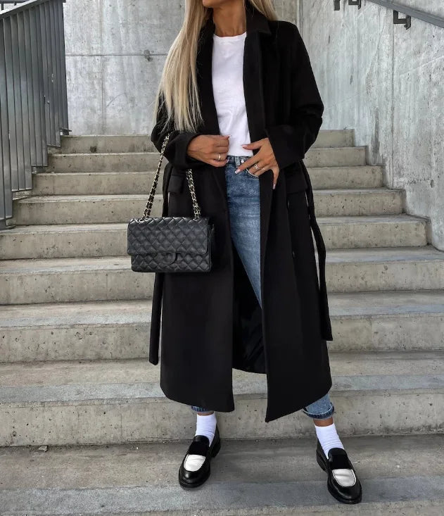 Tara | Women's Belted Coat Double Breasted Long 4
