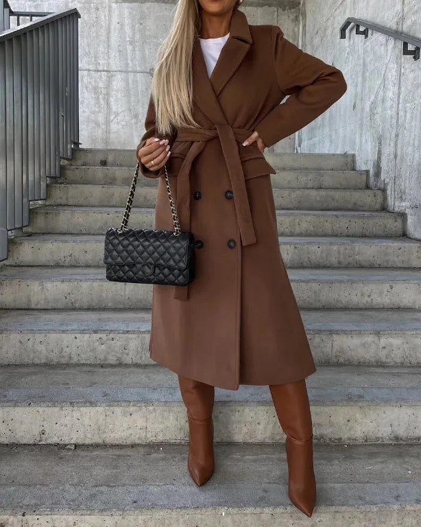 Tara | Women's Belted Coat Double Breasted Long 5